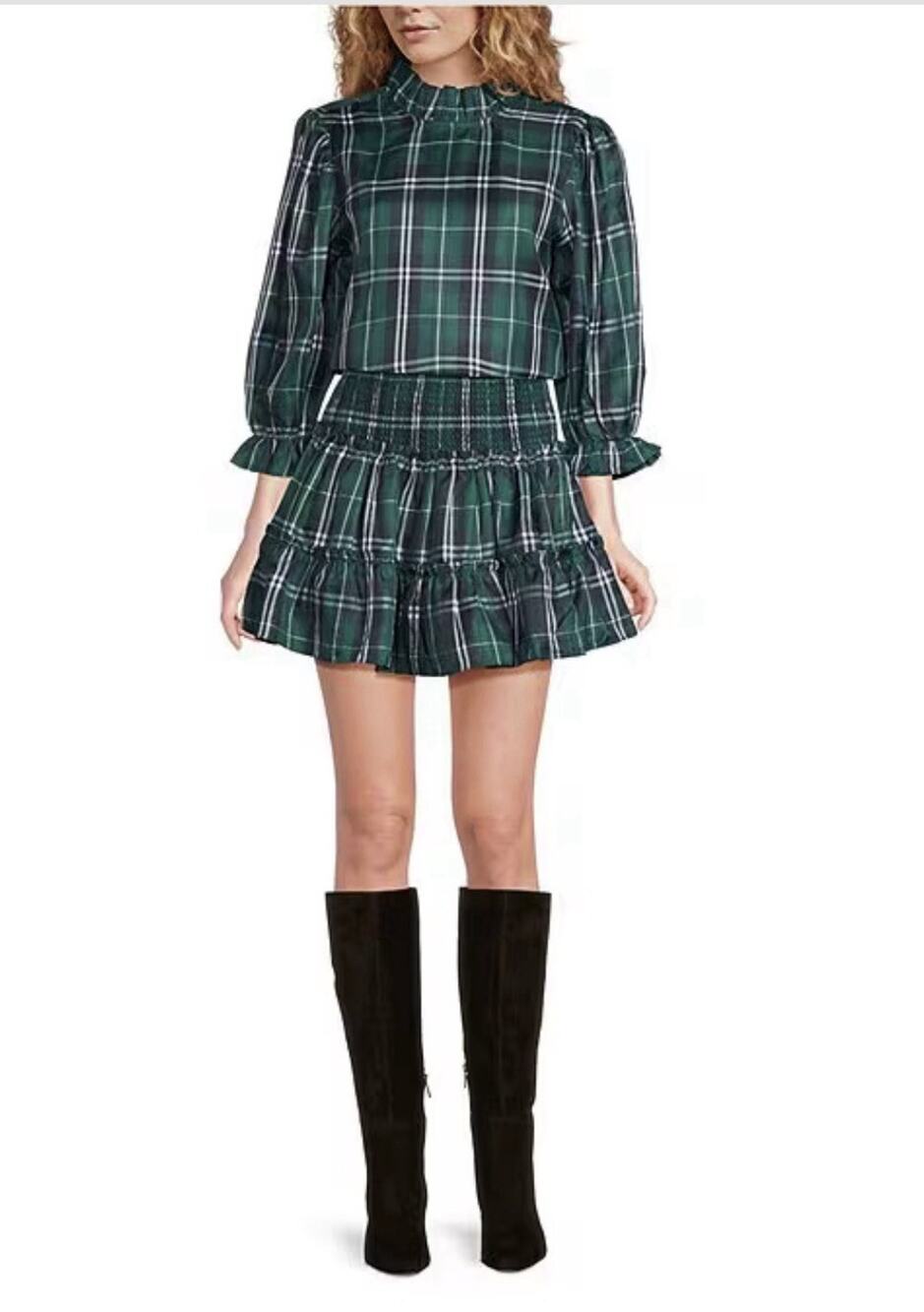 Jordan Marie Jordyn Skort Size Small Green Plaid NWT $92 Retail Free Shipping